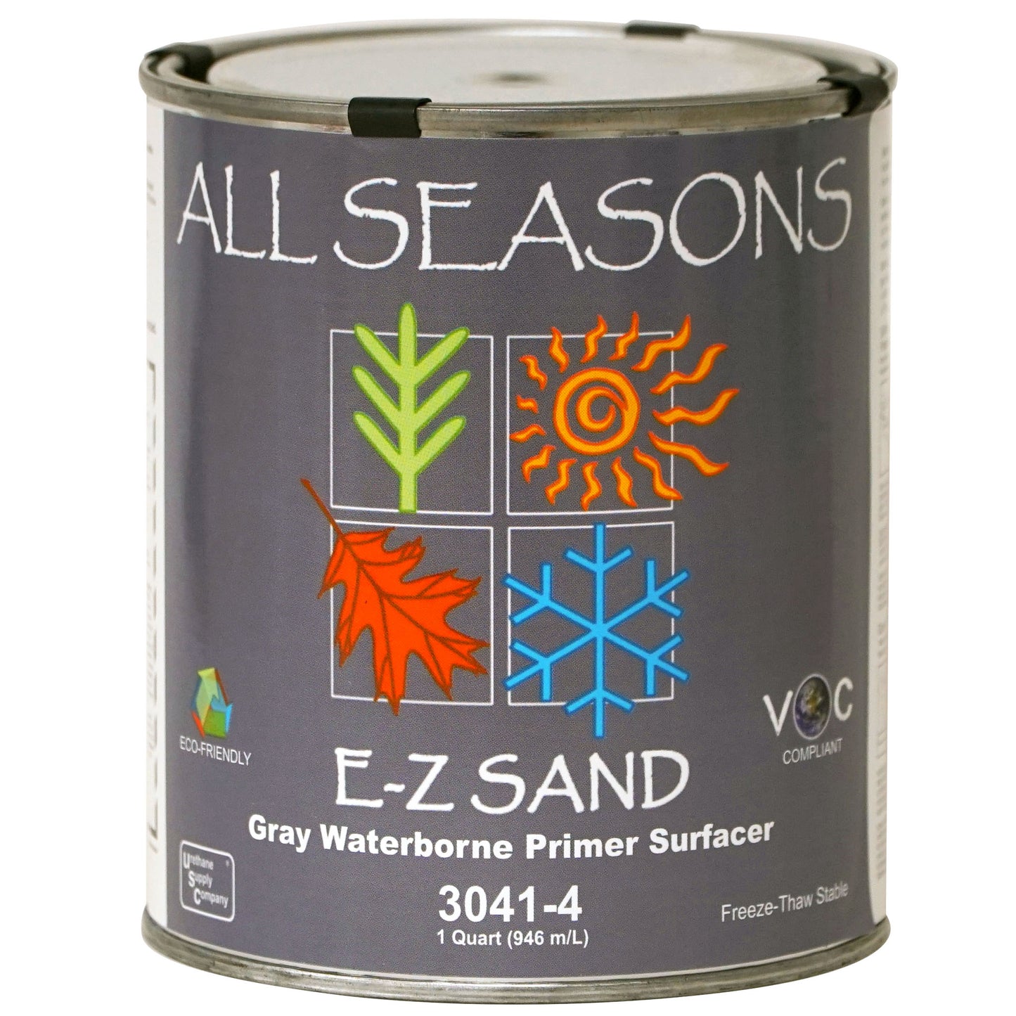 Quart can of ALL SEASONS Light Gray Waterborne Primer Surfacer