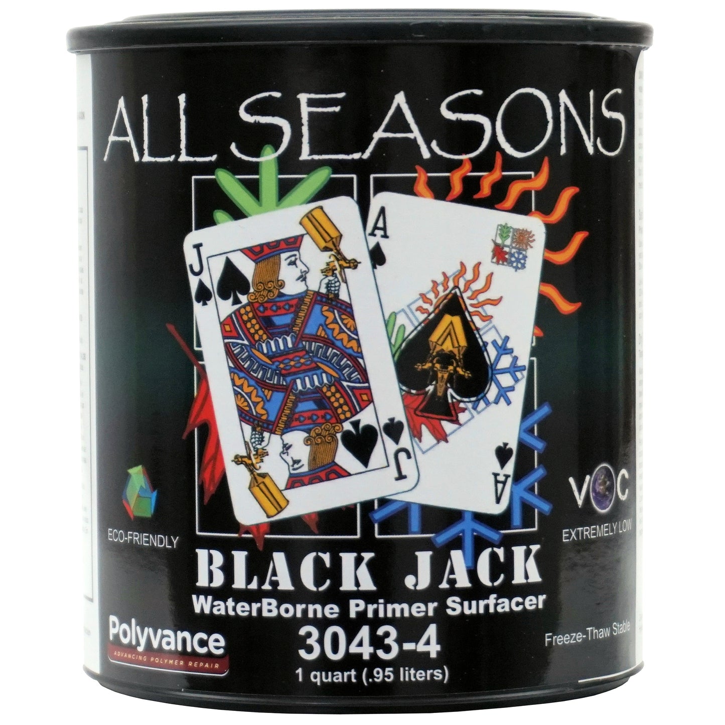 Quart can of ALL SEASONS Black Waterborne Primer Surfacer