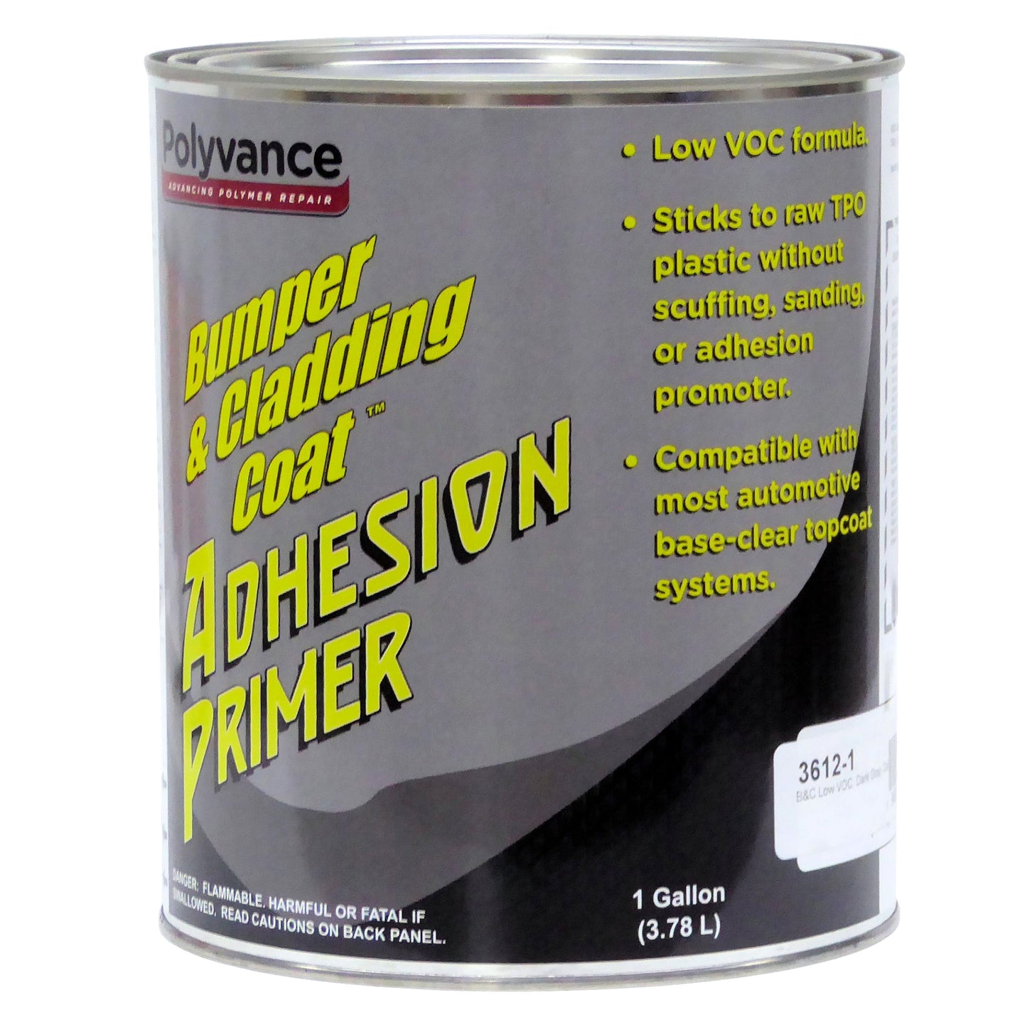 Gallon can of dark gray Low VOC Bumper & Cladding Coat Adhesion Promoter
