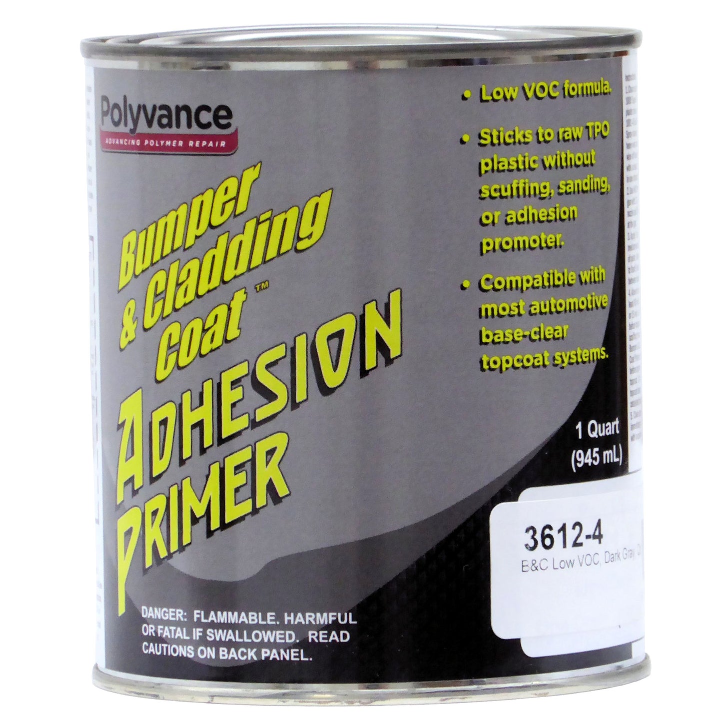 Quart can of dark gray Low VOC Bumper & Cladding Coat Adhesion Promoter