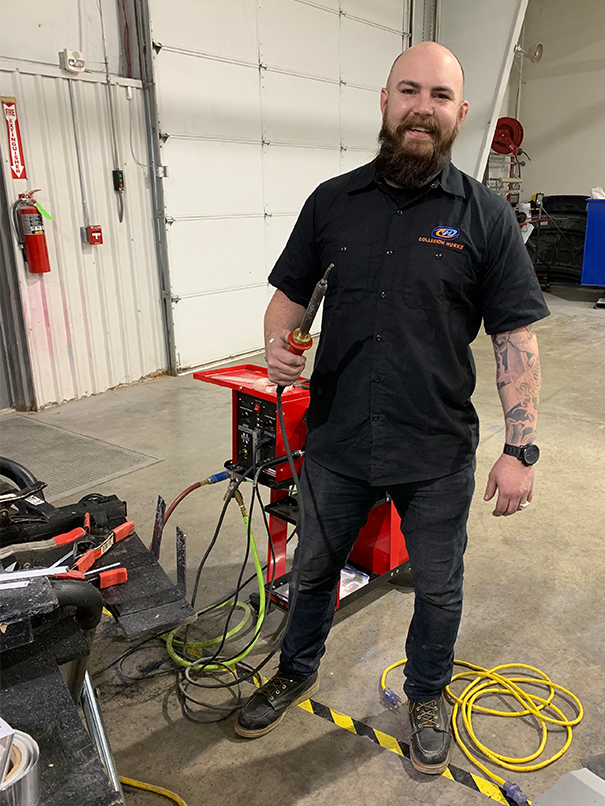 Tanner Jacobs with his Polyvance nitrogen plastic welder
