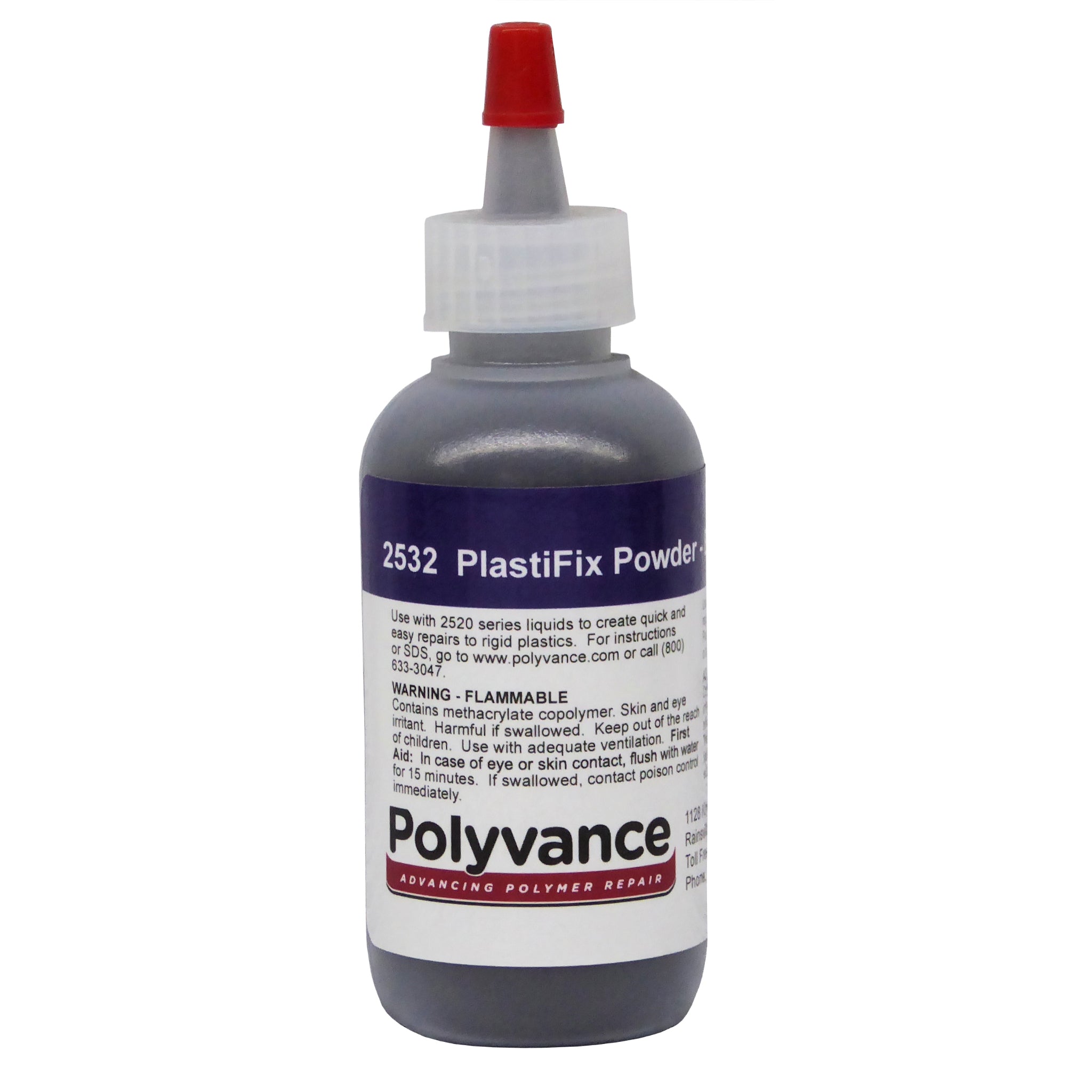 Small bottle of PlastiFix powder, black