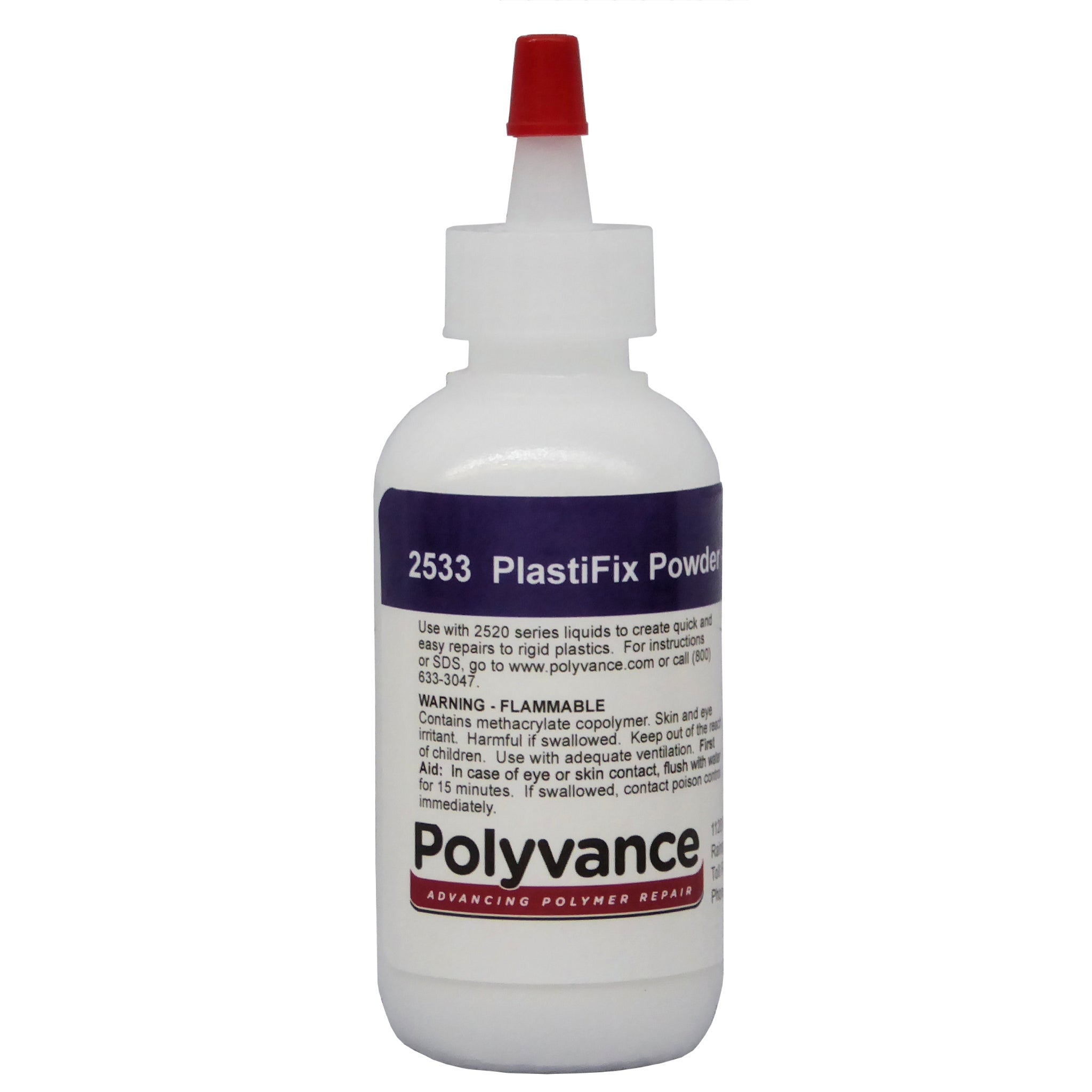 Small bottle of PlastiFix powder, clear
