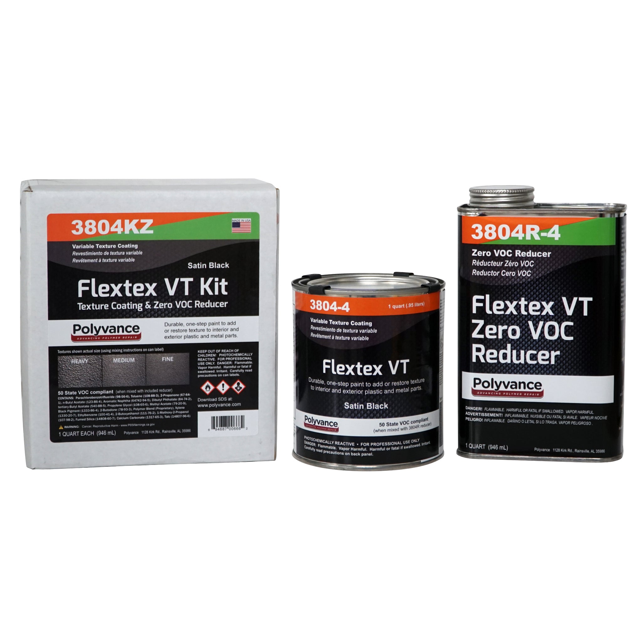 Flextex VT Kit box with a quart of Flextex VT and a quart of Zero VOC Reducer