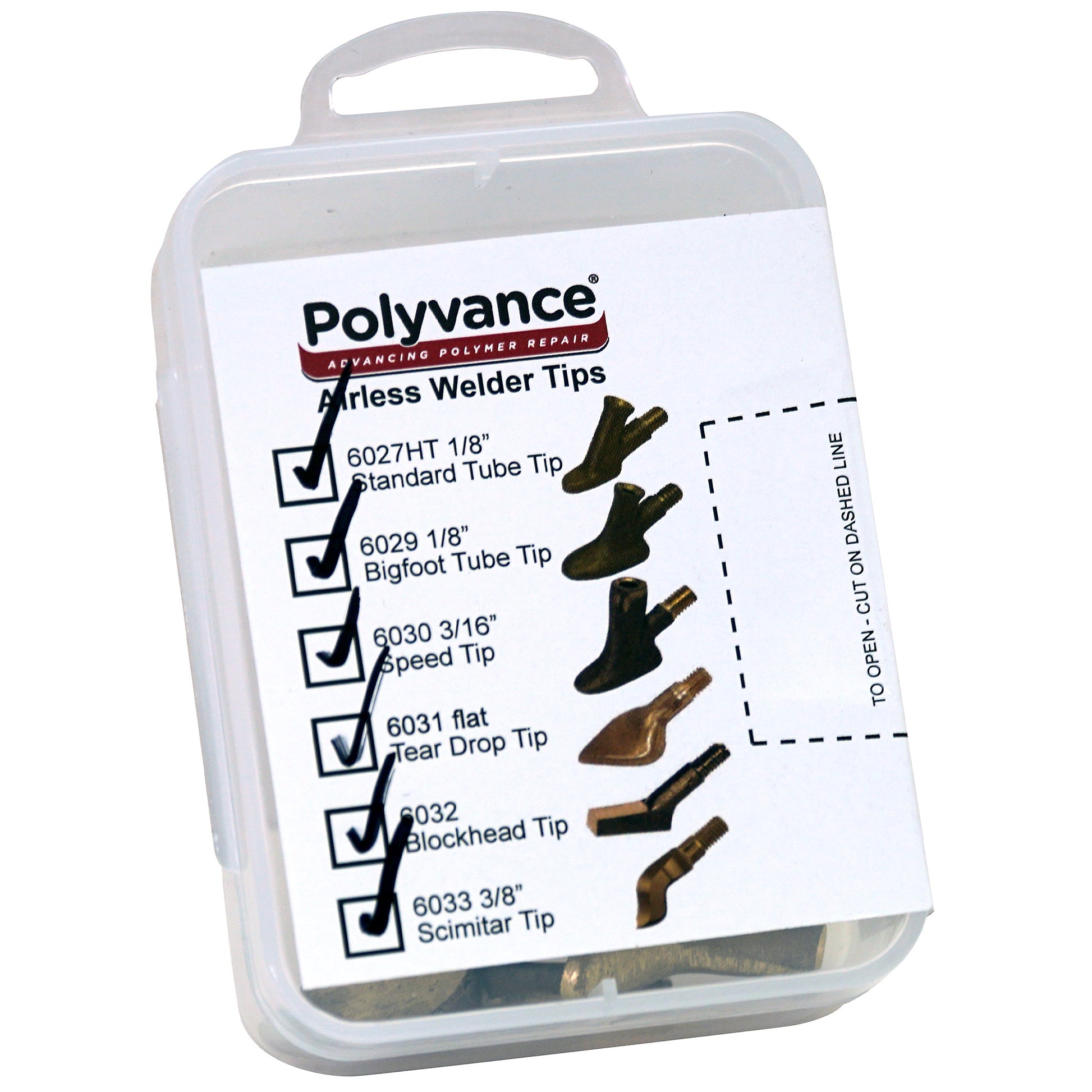 Airless Plastic Welder Tip Assortment box with label