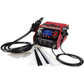 Hot air plastic welder with digital temperature controls, hot air and airless welders, and an assortment of welding rod