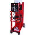 Nitrogen plastic welder with digital controls, nitrogen and airless welders, accessories, and generator on a red cart