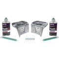 KENT800SP kit, including two aluminum castings, 2 cartridges of PlastiFix High Performance Adhesive, two mixer tips, and 8 screws