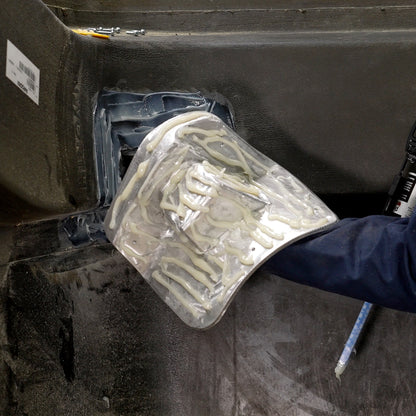 Applying the PlastiFix adhesive to the aluminum casting