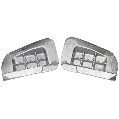 Two aluminum castings shown from the backside