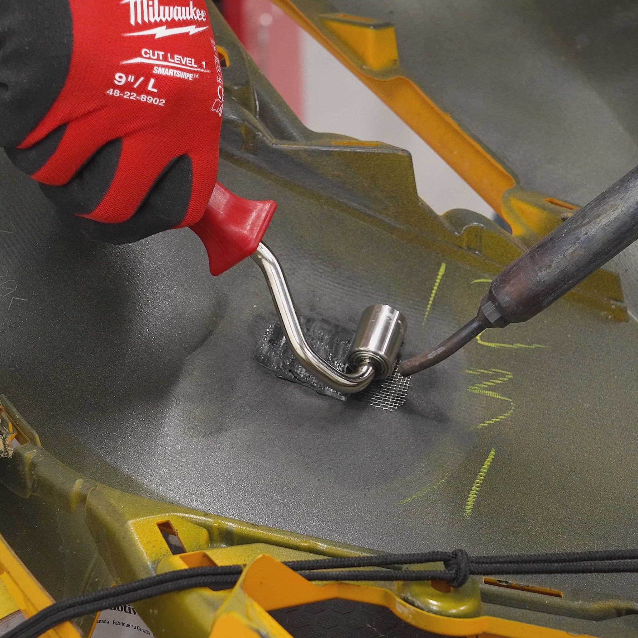 Using the Compression Roller to embed mesh and smooth a nitrogen weld