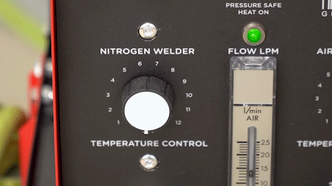 Adjusting the nitrogen welder temperature from 0 to 7.