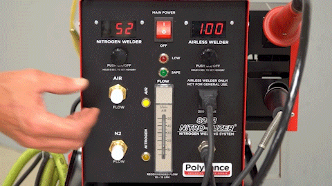 The red Low Flow light is on until the flow is above 10 LPM and then the green Safe light comes on.