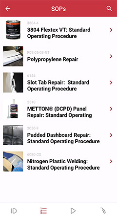 A list of standard operating procedures within the Polyvance App SOPs section