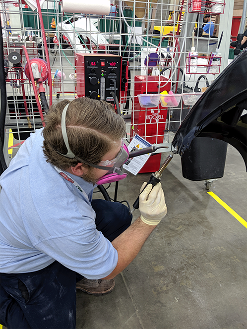 Competitor welding plastic bumper