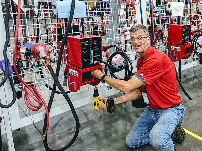 Kurt installing nitrogen plastic welder.