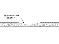 Cross section of the damaged dash showing the beveled skin and v-grooved foam.