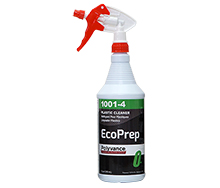 Spray bottle of 1001-4 EcoPrep Zero-VOC Plastic Cleaner